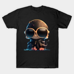 Black Octopus with Sunglasses T-Shirt